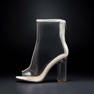 Second-skin vinyl boots with a Perspex heel from Dior show